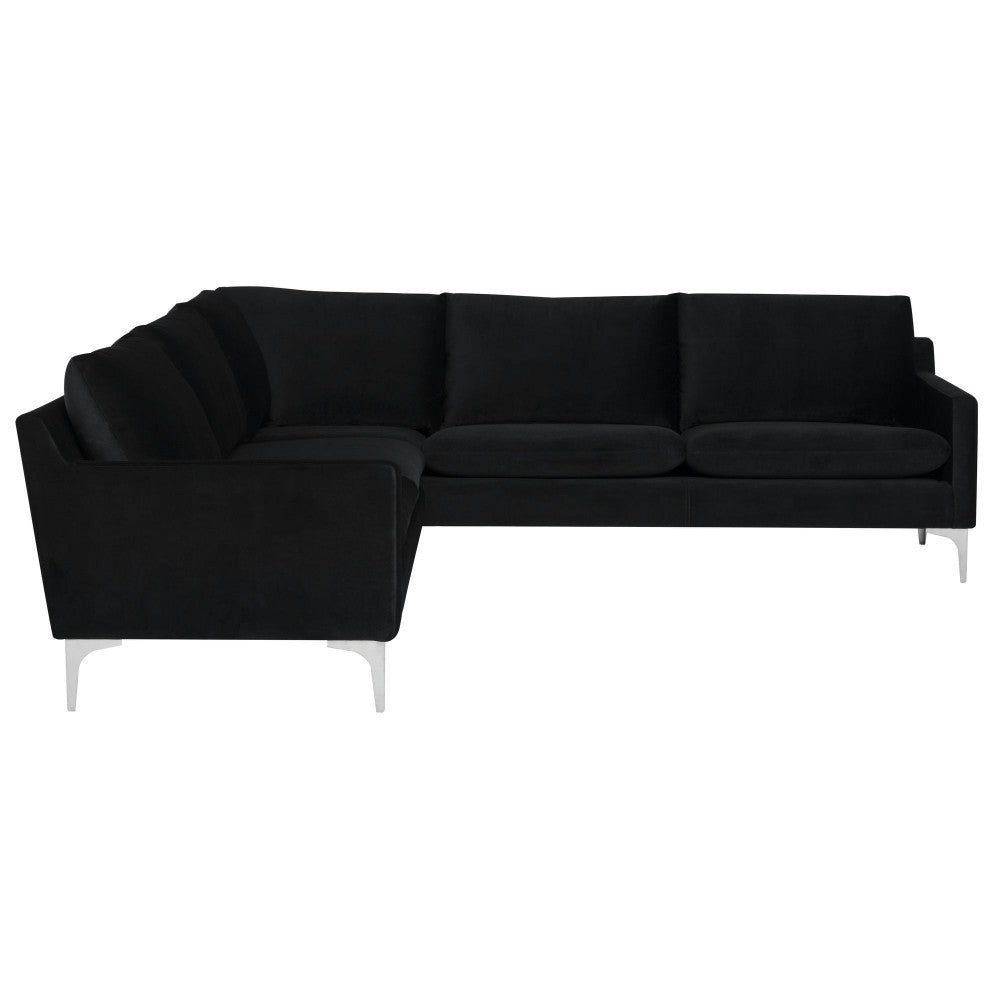 Anders Black Fabric Sectional Sofa, HGSC680