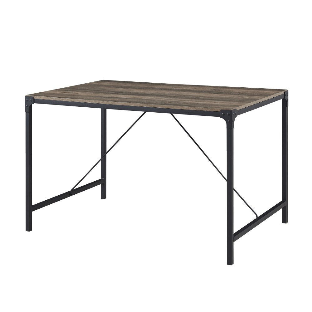 Angle Iron 48" Industrial Wood Dining Table - Gray Wash