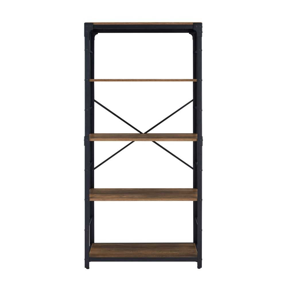 Angle Iron 64" Industrial 4 Shelf Wood Bookcase - Rustic Oak