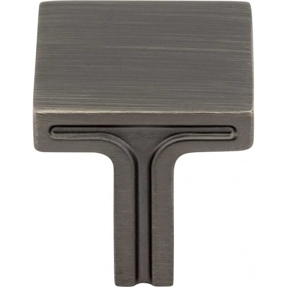 1-1/4" Overall Length Distressed Pewter Square Delmar Cabinet Knob