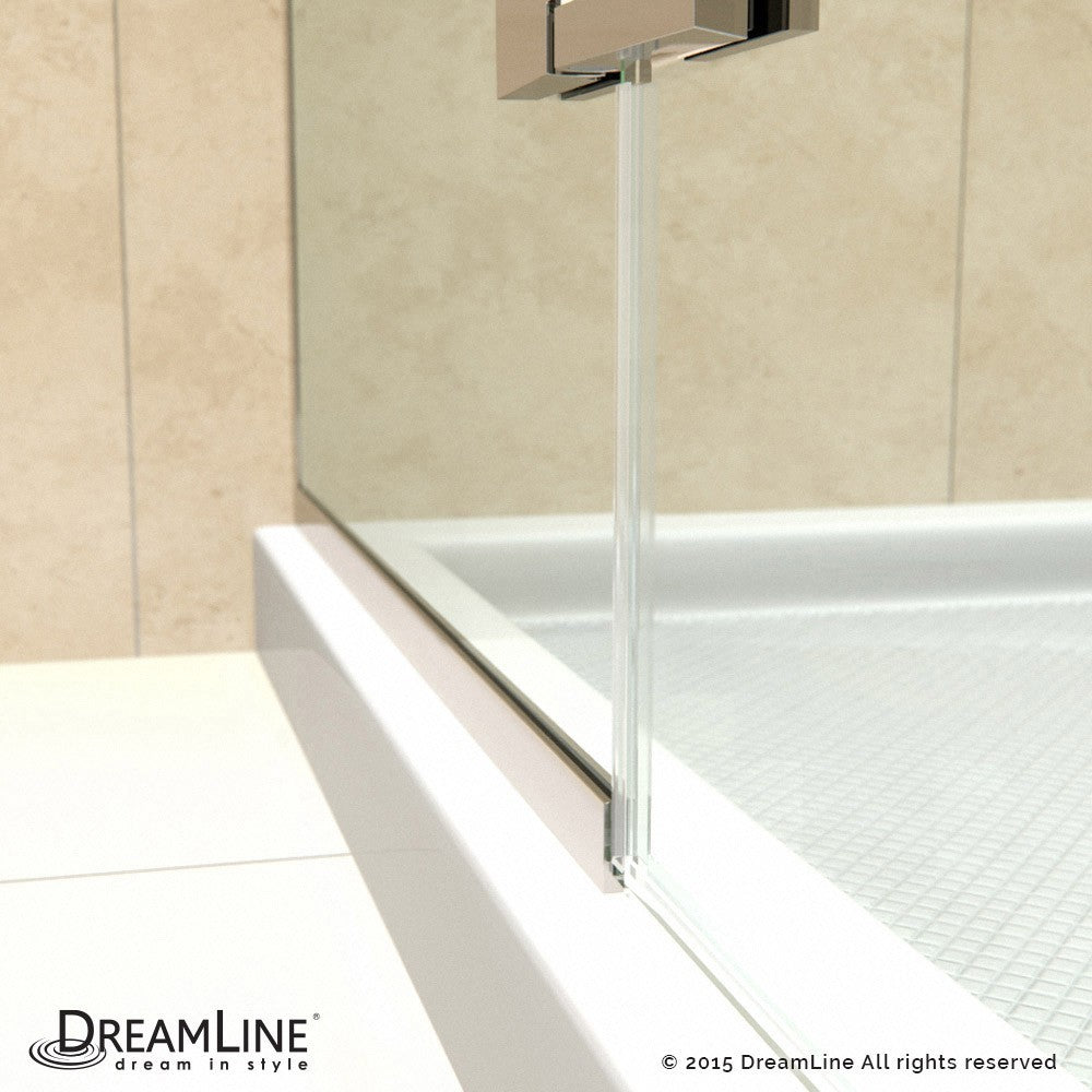 Aqua Ultra 32 in. D x 60 in. W x 74 3/4 in. H Frameless Shower Door in Brushed Nickel and Right Drain White Base Kit