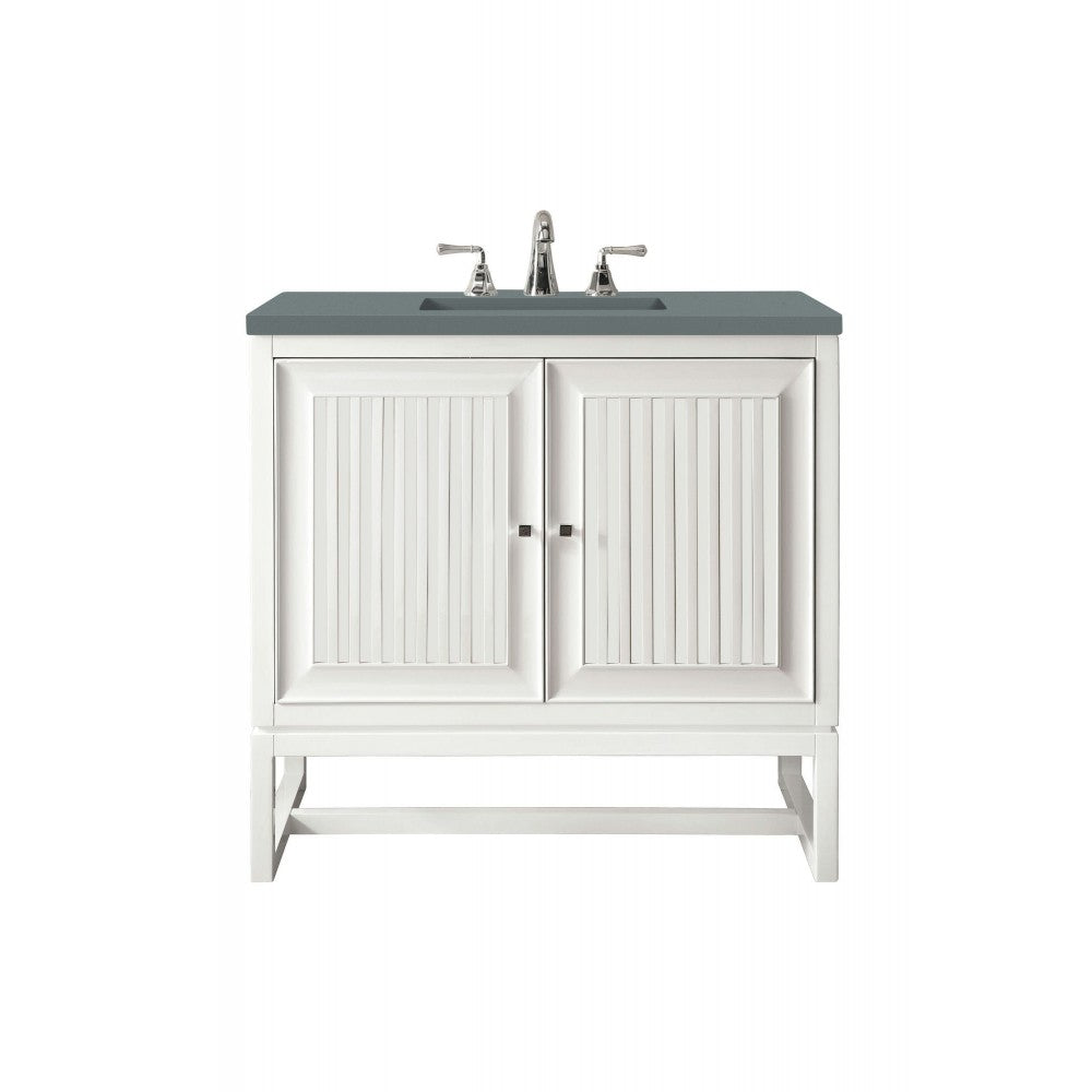 Athens 30" Single Vanity Cabinet, Glossy White, w/ 3 CM Cala Blue Top