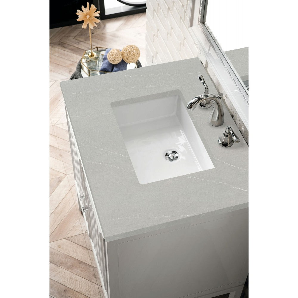 Athens 30" Single Vanity Cabinet, Glossy White, w/ 3 CM Eternal Serena Top