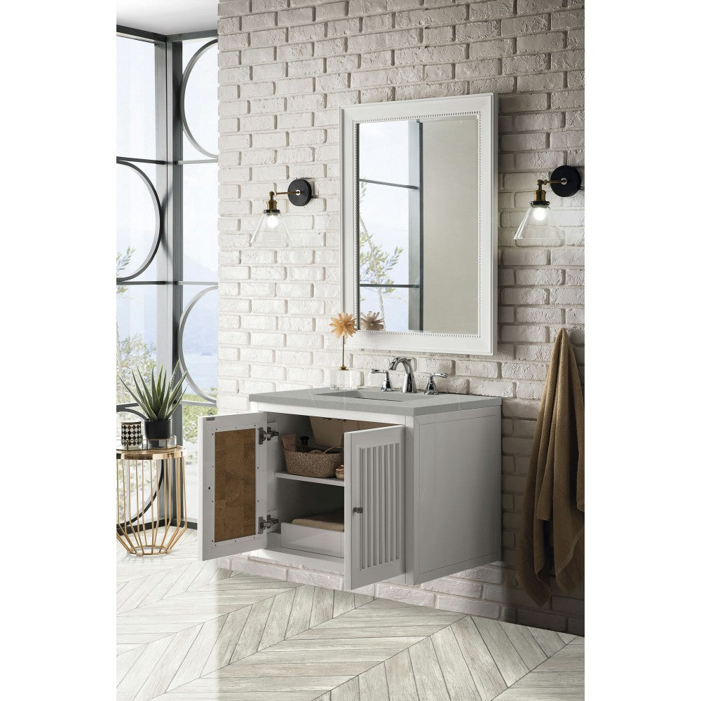 Athens 30" Single Vanity Cabinet, Glossy White, w/ 3 CM Eternal Serena Top