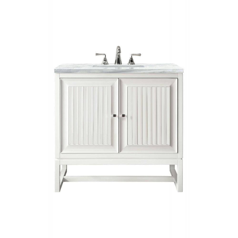 Athens 30" Single Vanity, Glossy White, w/ 3 CM Arctic Fall Solid Surface Top
