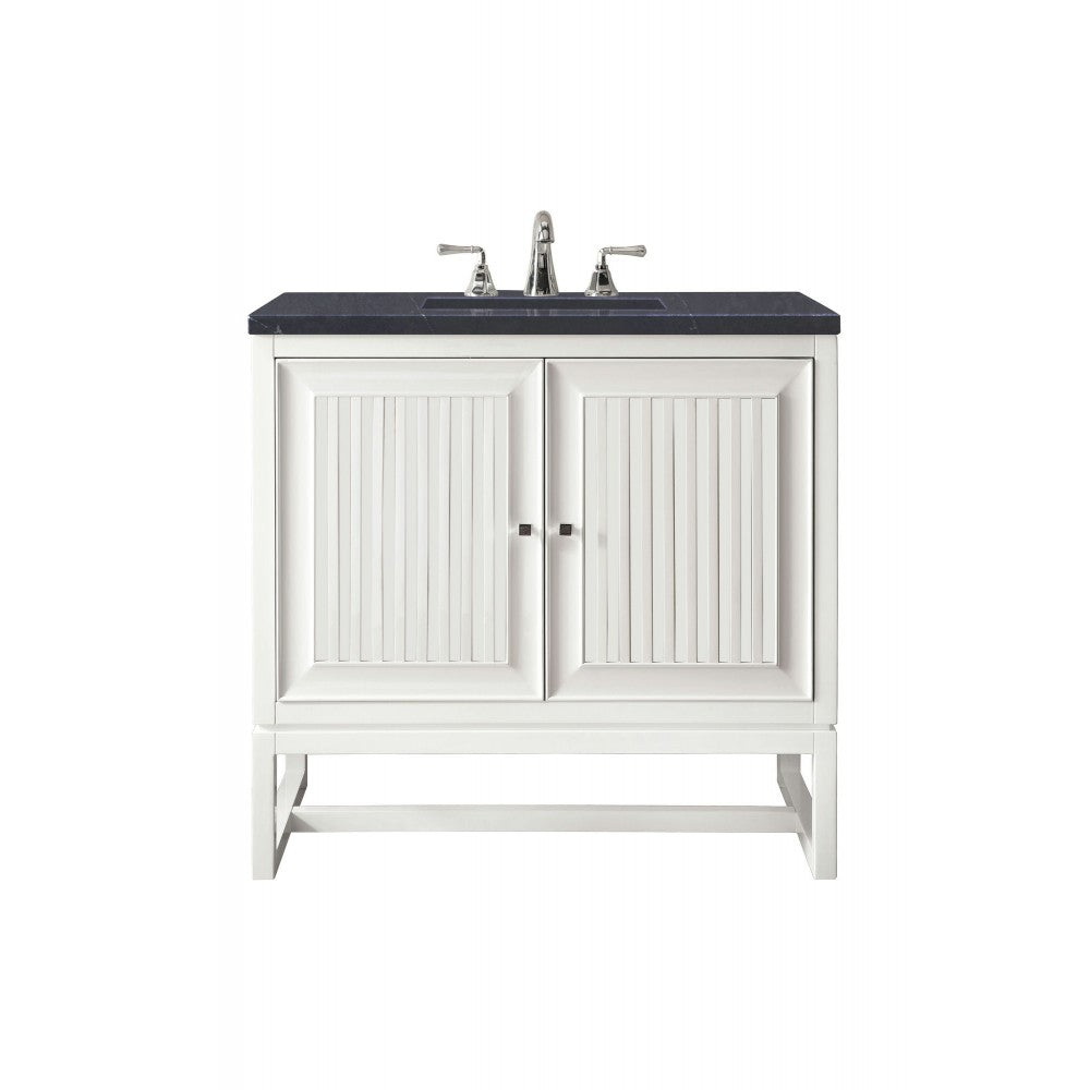Athens 30" Single Vanity, Glossy White, w/ 3 CM Charcoal Soapstone Quartz Top