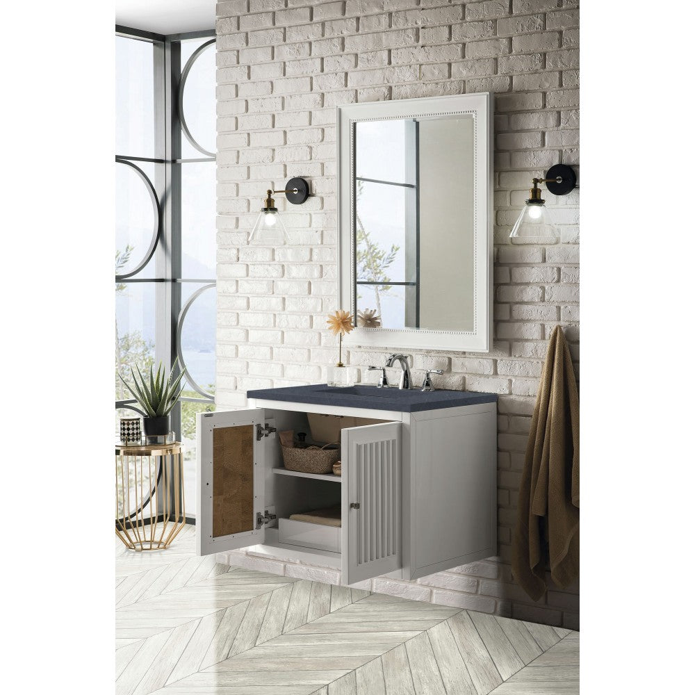 Athens 30" Single Vanity, Glossy White, w/ 3 CM Charcoal Soapstone Quartz Top