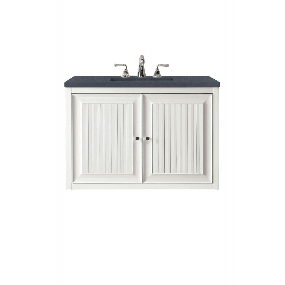 Athens 30" Single Vanity, Glossy White, w/ 3 CM Charcoal Soapstone Quartz Top