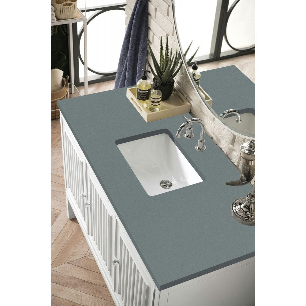 Athens 48" Single Vanity Cabinet, Glossy White, w/ 3 CM Cala Blue Top