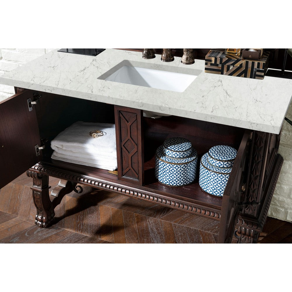 Balmoral 48" Single Vanity Antique Walnut w/ 3 CM Jasmine Pearl Quartz Top