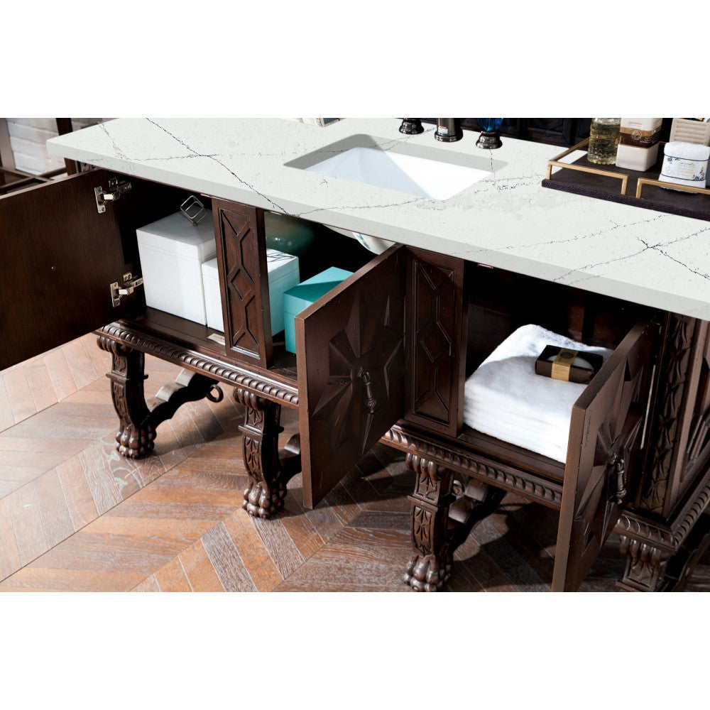 Balmoral 60" Single Vanity, Antique Walnut, w/ 3 CM Ethereal Noctis Quartz Top