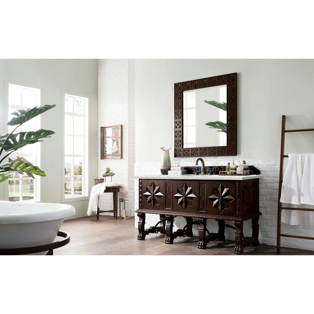 Balmoral 60" Single Vanity, Antique Walnut, w/ 3 CM Ethereal Noctis Quartz Top