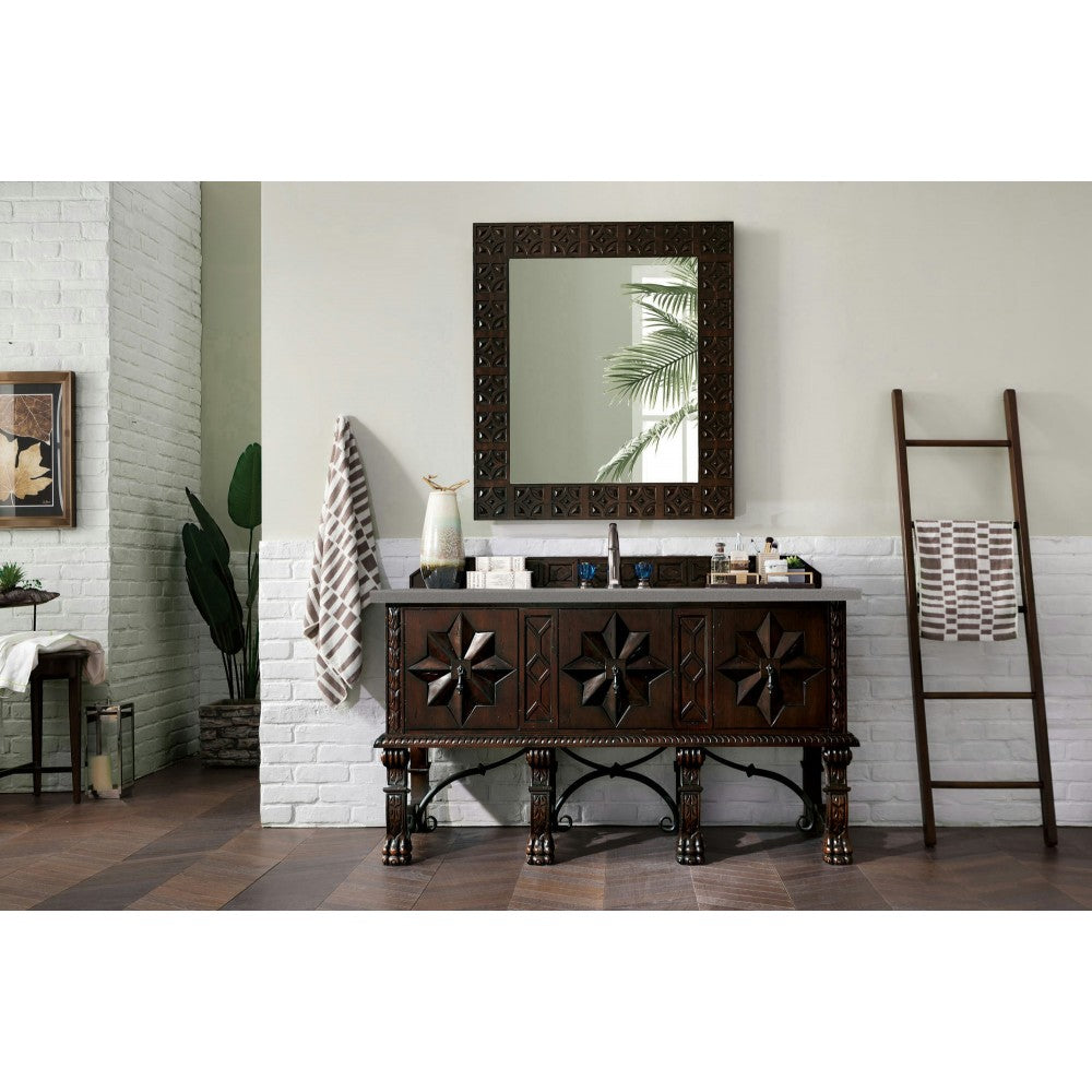 Balmoral 60" Single Vanity Cabinet, Antique Walnut, w/ 3 CM Gray Expo Quartz Top