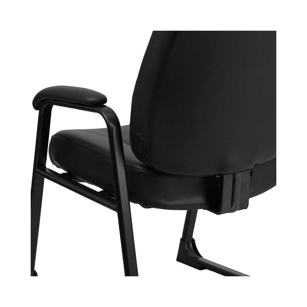 Big & Tall 400 lb. Rated Black LeatherSoft Executive Side Chair with Sled Base