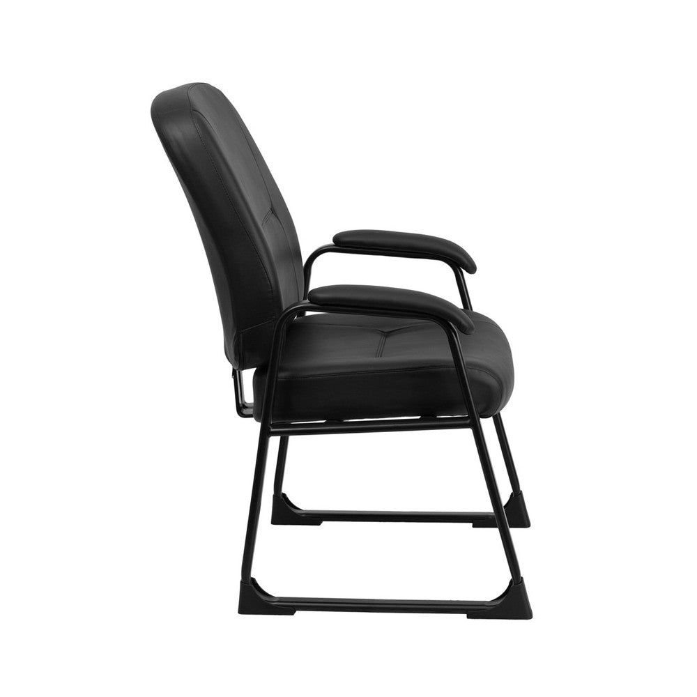 Big & Tall 400 lb. Rated Black LeatherSoft Executive Side Chair with Sled Base