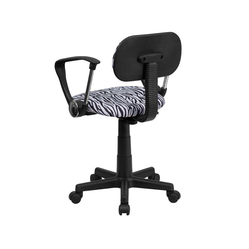 Black and White Zebra Print Swivel Task Office Chair with Arms
