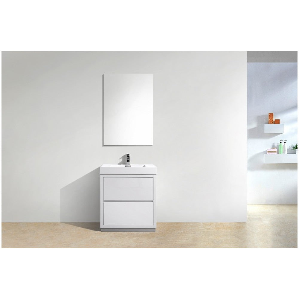 Bliss 30" High Gloss White Free Standing Modern Bathroom Vanity