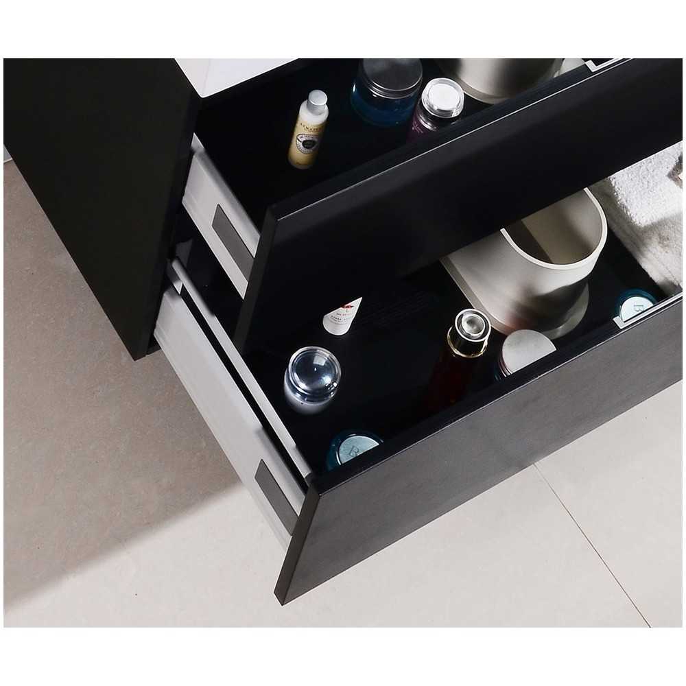 Bliss 72" Double Sink Black Wall Mount Modern Bathroom Vanity