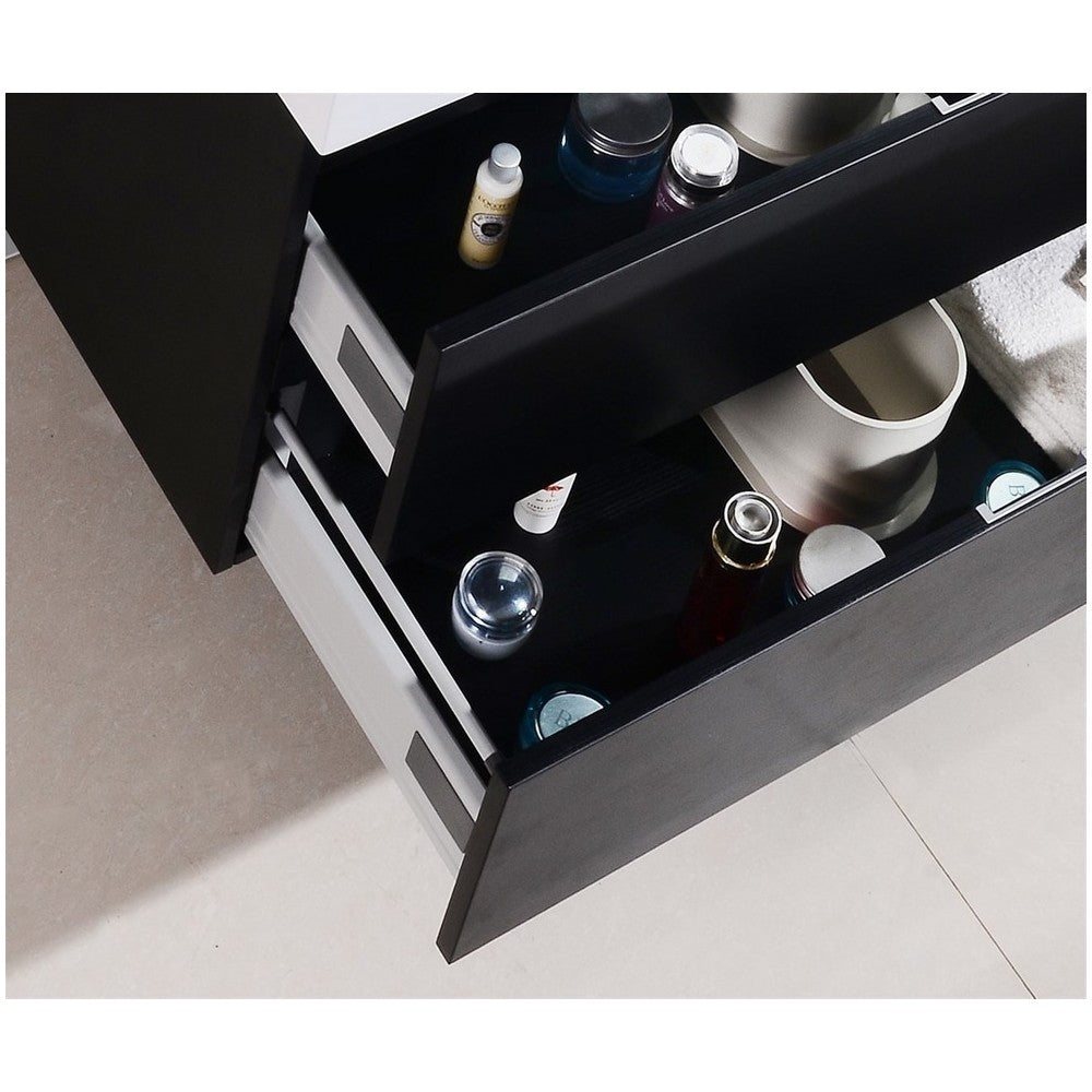 Bliss 80" Double Sink Black Wall Mount Modern Bathroom Vanity