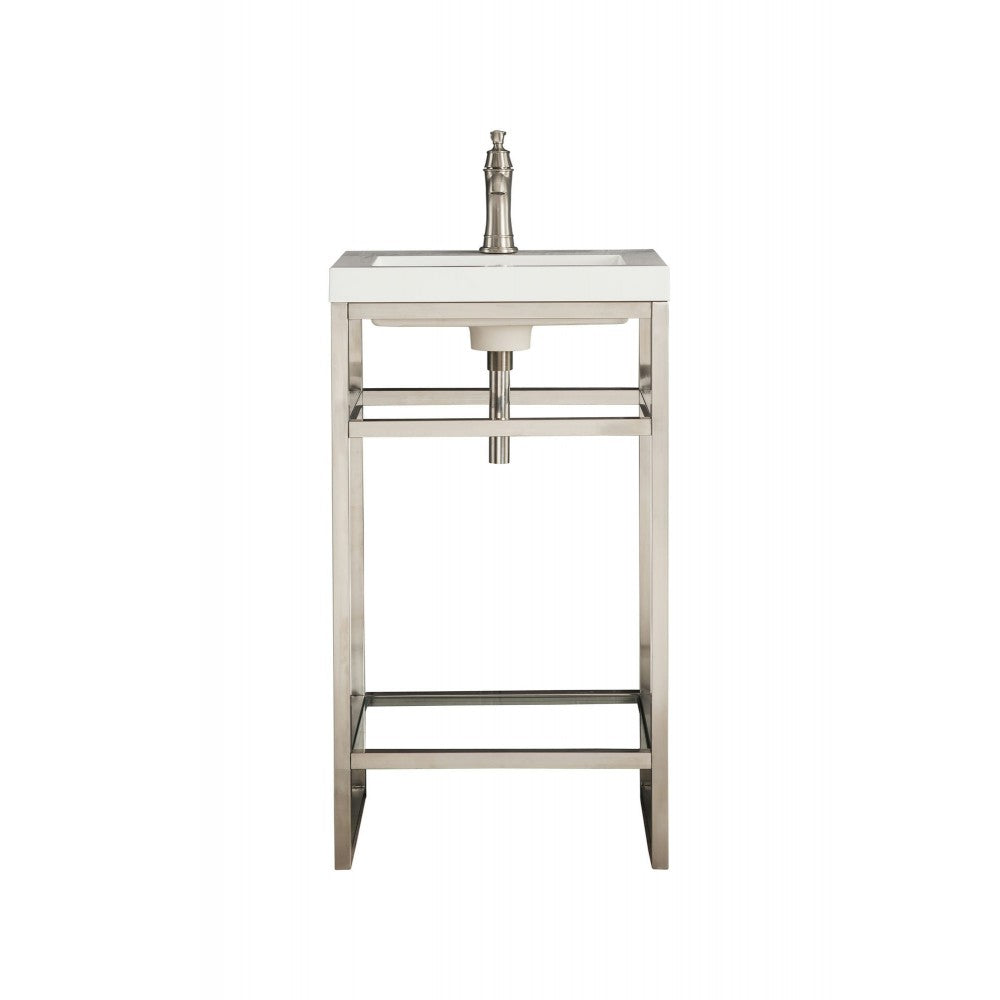 Boston 20" Stainless Steel Sink Console Nickel w/White Glossy Composite Top