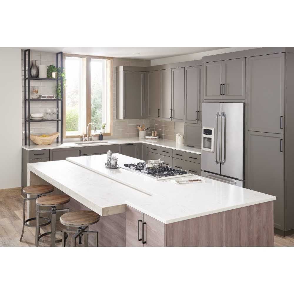 36" White Wavecrest Vanity, Black Granite Vanity Top, undermount rectangle bowl