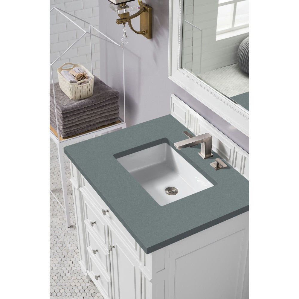 Bristol 30" Single Vanity, Bright White, w/ 3 CM Cala Blue Quartz Top