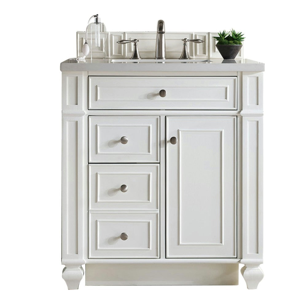 Bristol 30" Single Vanity Bright White w/ 3 CM Eternal Jasmine Pearl Quartz Top