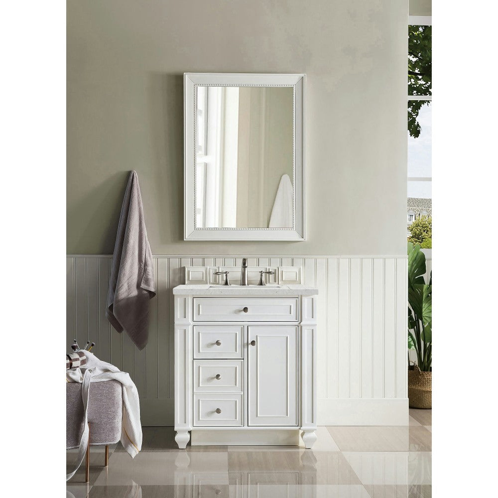 Bristol 30" Single Vanity Bright White w/ 3 CM Eternal Jasmine Pearl Quartz Top