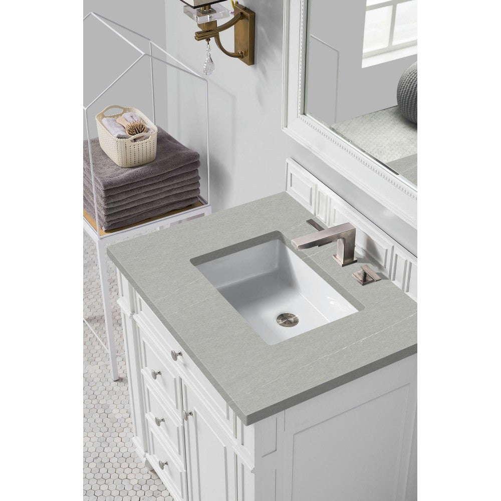 Bristol 30" Single Vanity, Bright White, w/ 3 CM Eternal Serena Quartz Top