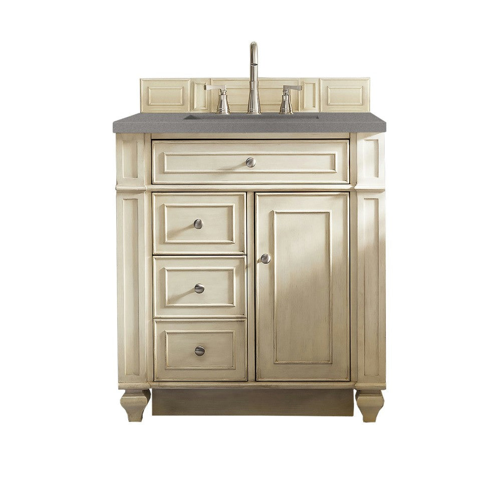 Bristol 30" Single Vanity, Vintage Vanilla, w/ 3 CM Gray Expo Quartz Top