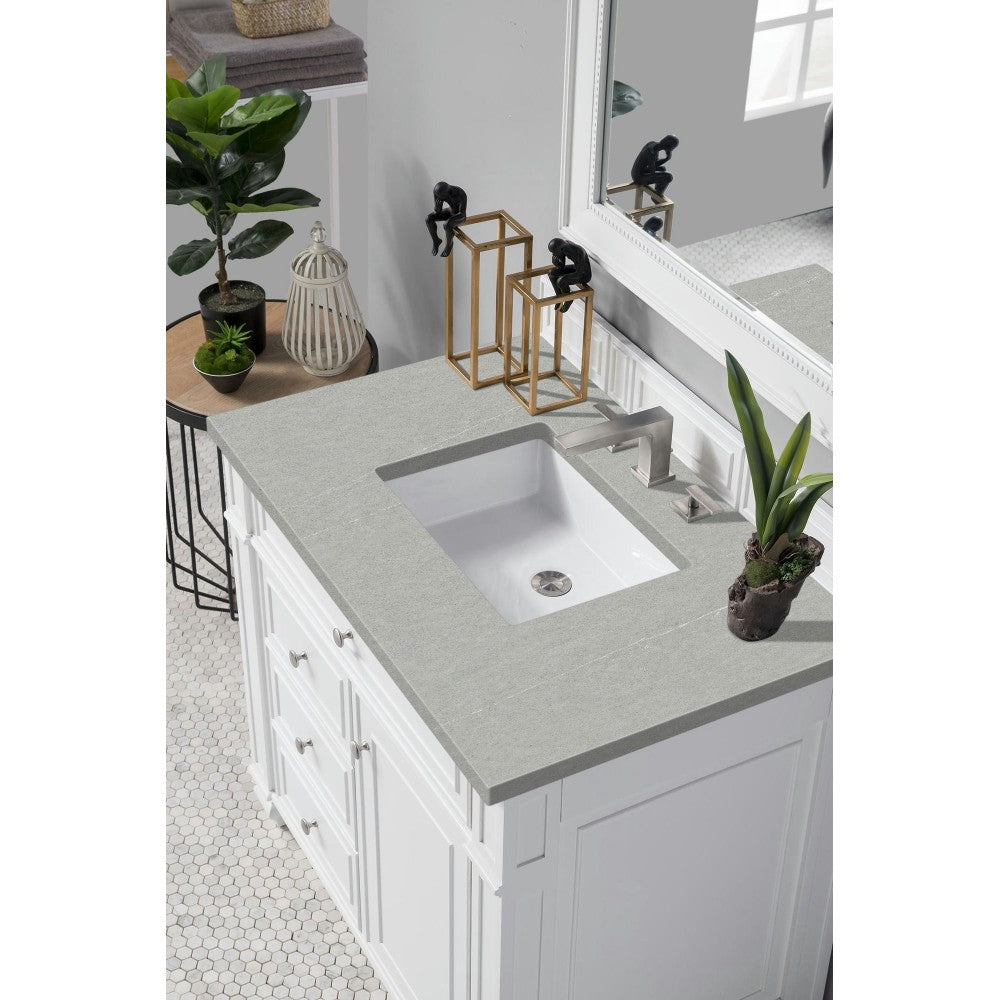 Bristol 36" Single Vanity, Bright White, w/ 3 CM Eternal Serena Quartz Top