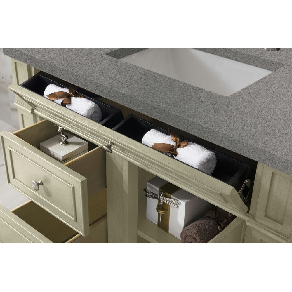 Bristol 36" Single Vanity, Vintage Vanilla, w/ 3 CM Gray Expo Quartz Top