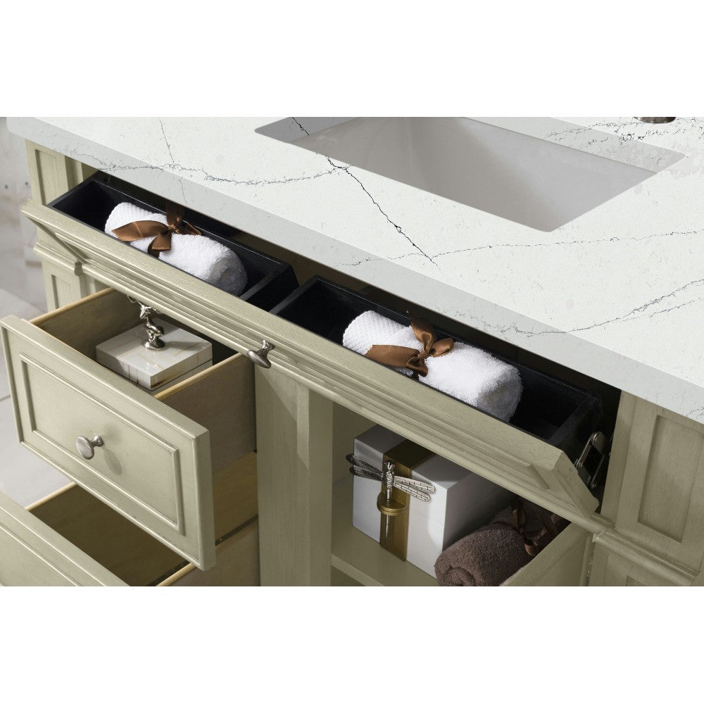 Bristol 36" Single Vanity, Vintage Vanilla, w/ 3 CM Ethereal Noctis Quartz Top