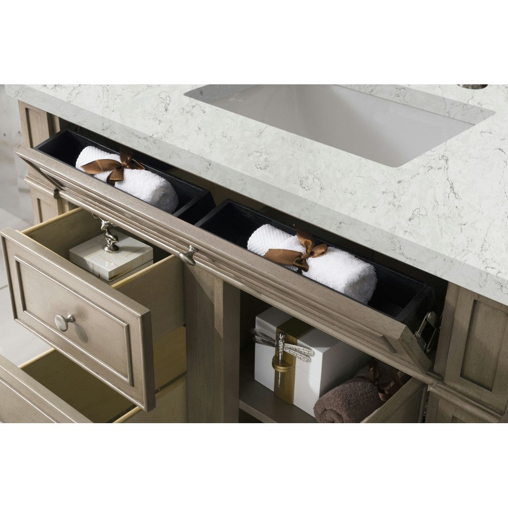 Bristol 36" Single Vanity Whitewashed Walnut w/ 3 CM Jasmine Pearl Quartz Top