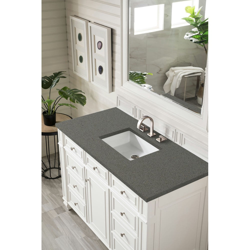 Bristol 48" Single Vanity, Bright White, w/ 3 CM Gray Expo Quartz Top