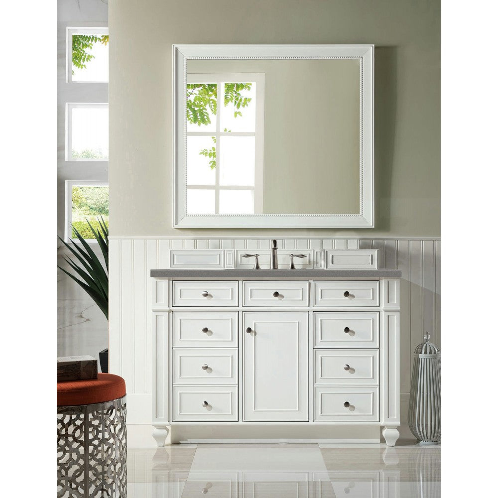 Bristol 48" Single Vanity, Bright White, w/ 3 CM Gray Expo Quartz Top