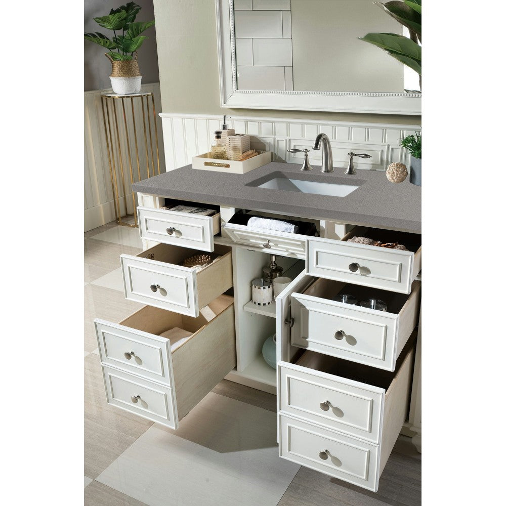 Bristol 48" Single Vanity, Bright White, w/ 3 CM Gray Expo Quartz Top