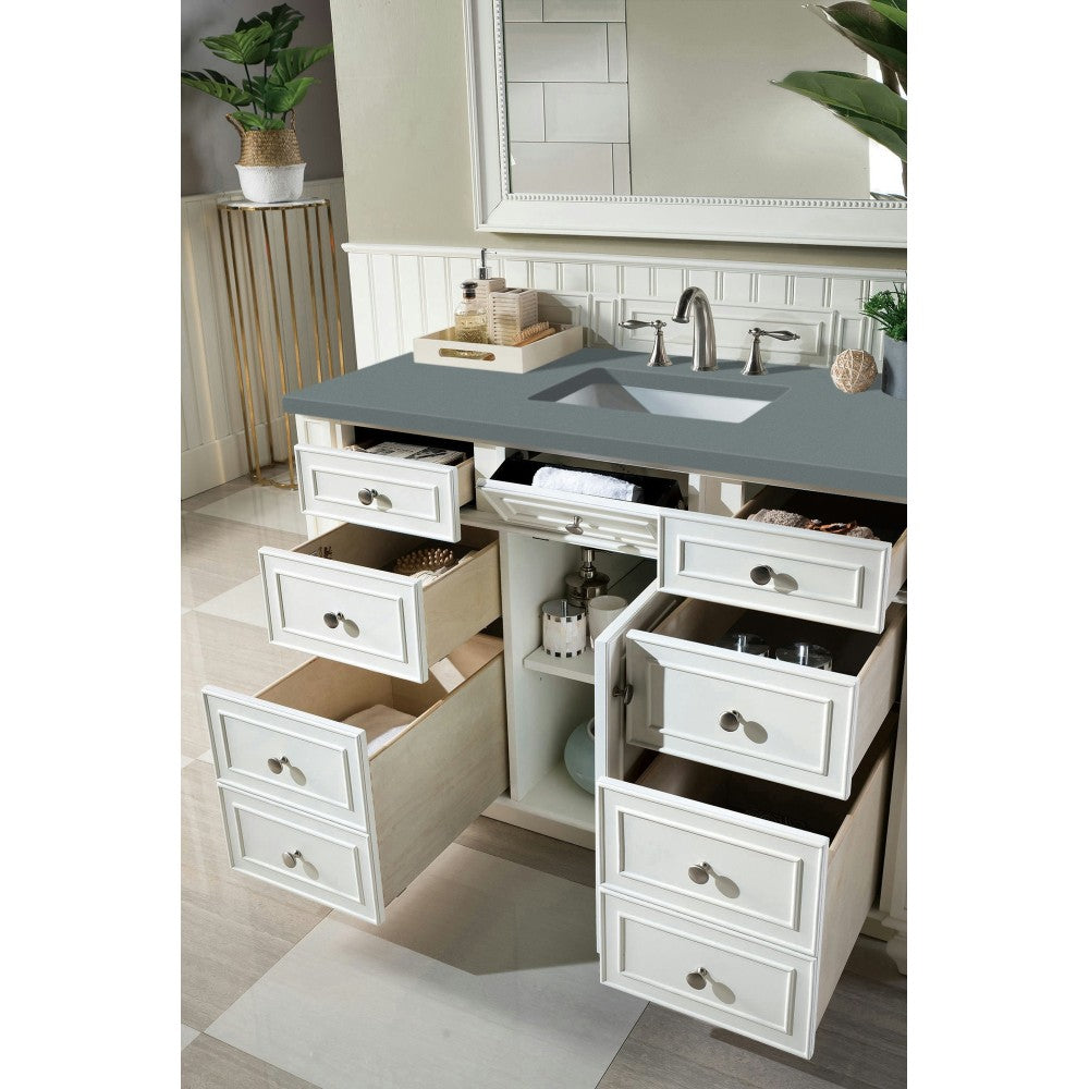 Bristol 48" Single Vanity, Bright White, w/ 3 CM Cala Blue Quartz Top