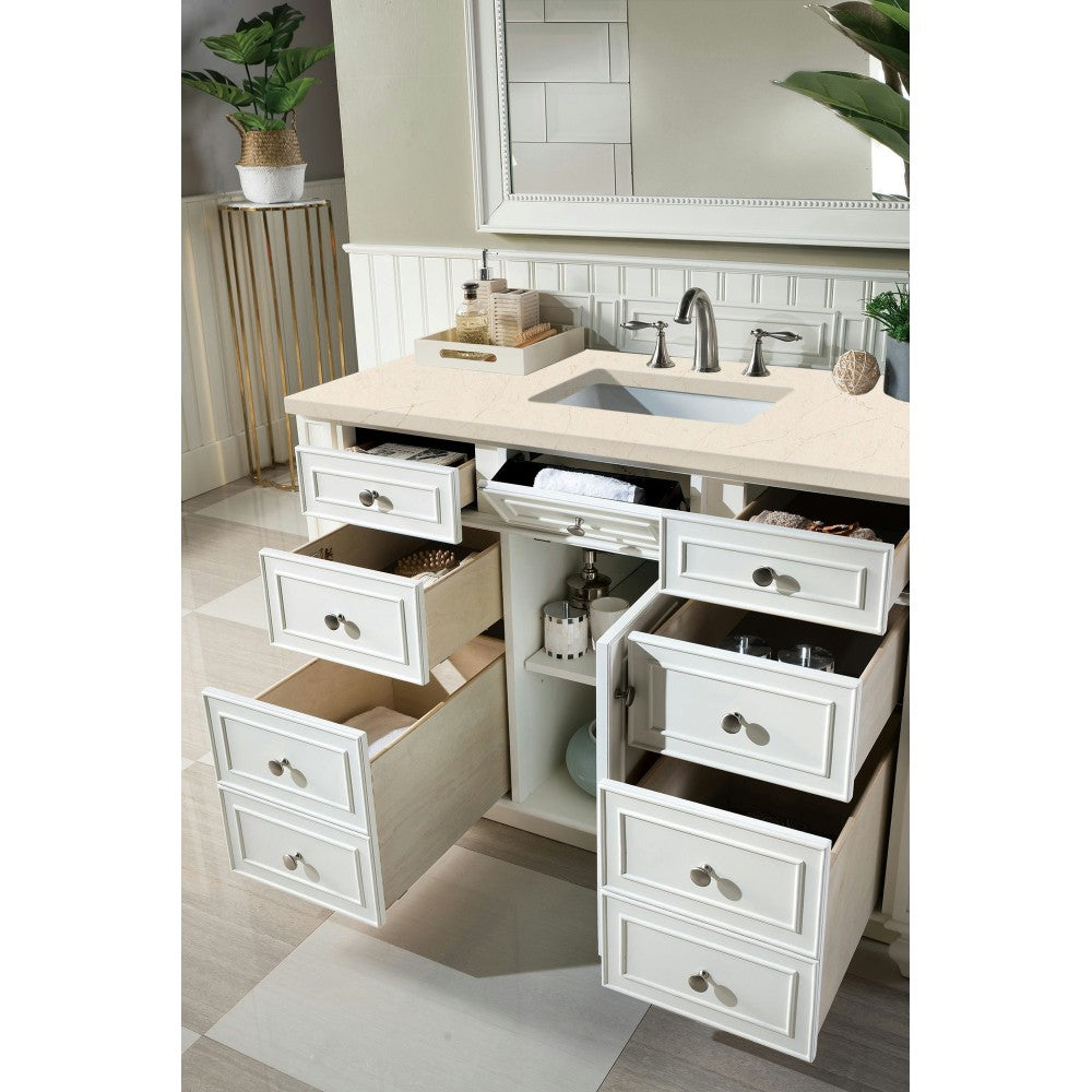 Bristol 48" Single Vanity, Bright White, w/ 3 CM Eternal Marfil Quartz Top