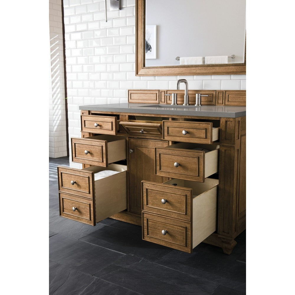 Bristol 48" Single Vanity, Saddle Brown, w/ 3 CM Gray Expo Quartz Top
