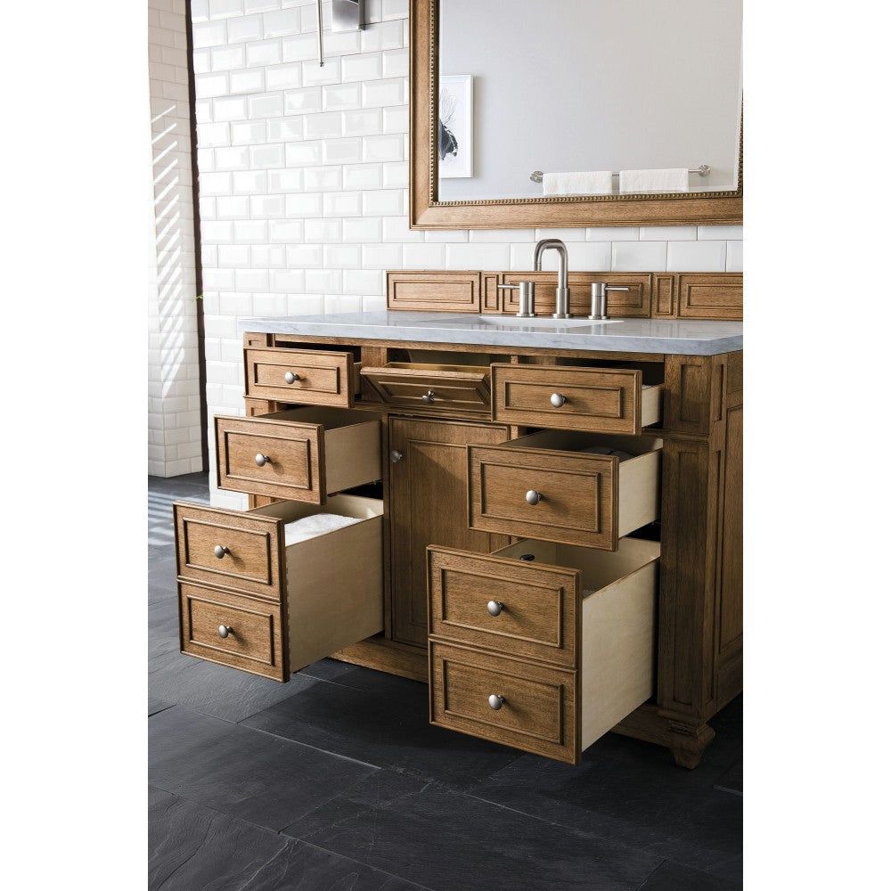 Bristol 48" Single Vanity, Saddle Brown, w/ 3 CM Arctic Fall Solid Surface Top