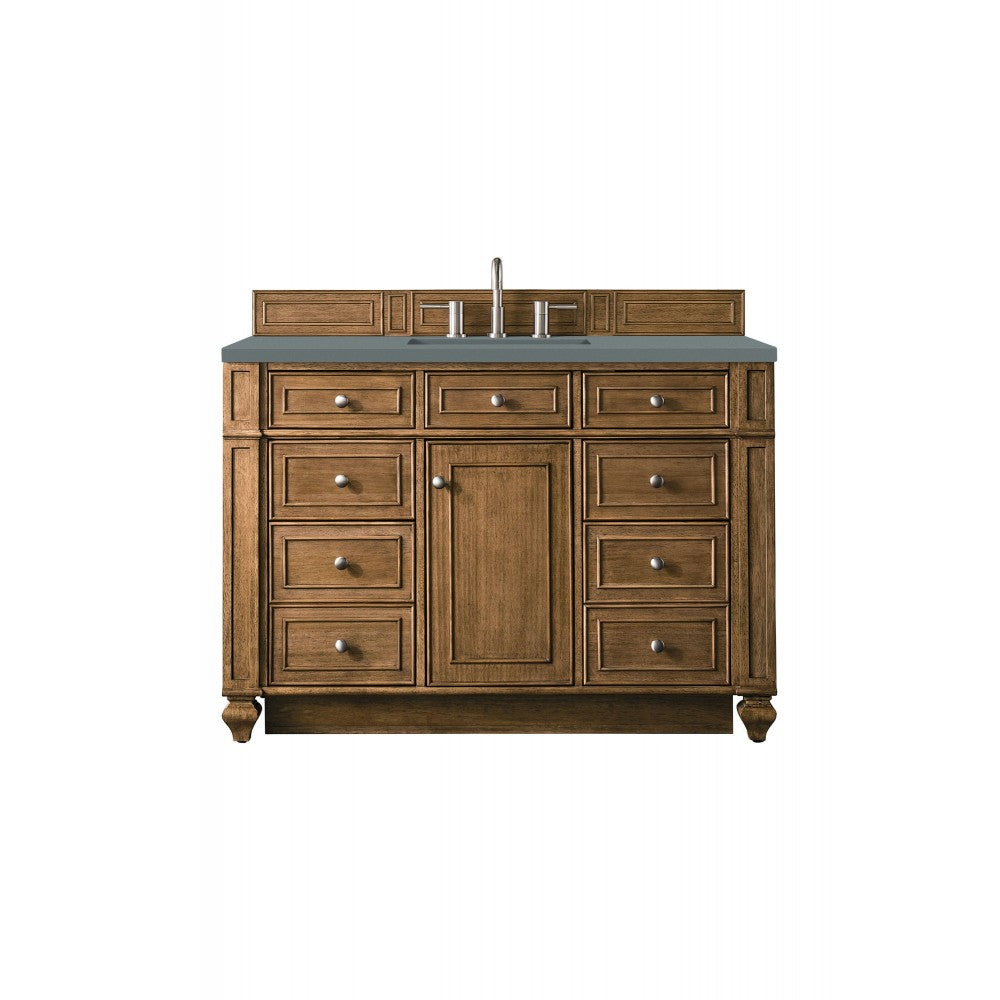 Bristol 48" Single Vanity, Saddle Brown, w/ 3 CM Cala Blue Quartz Top