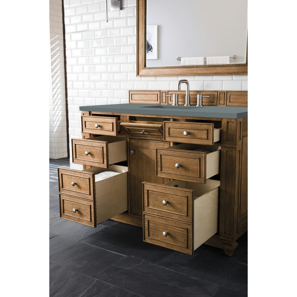 Bristol 48" Single Vanity, Saddle Brown, w/ 3 CM Cala Blue Quartz Top