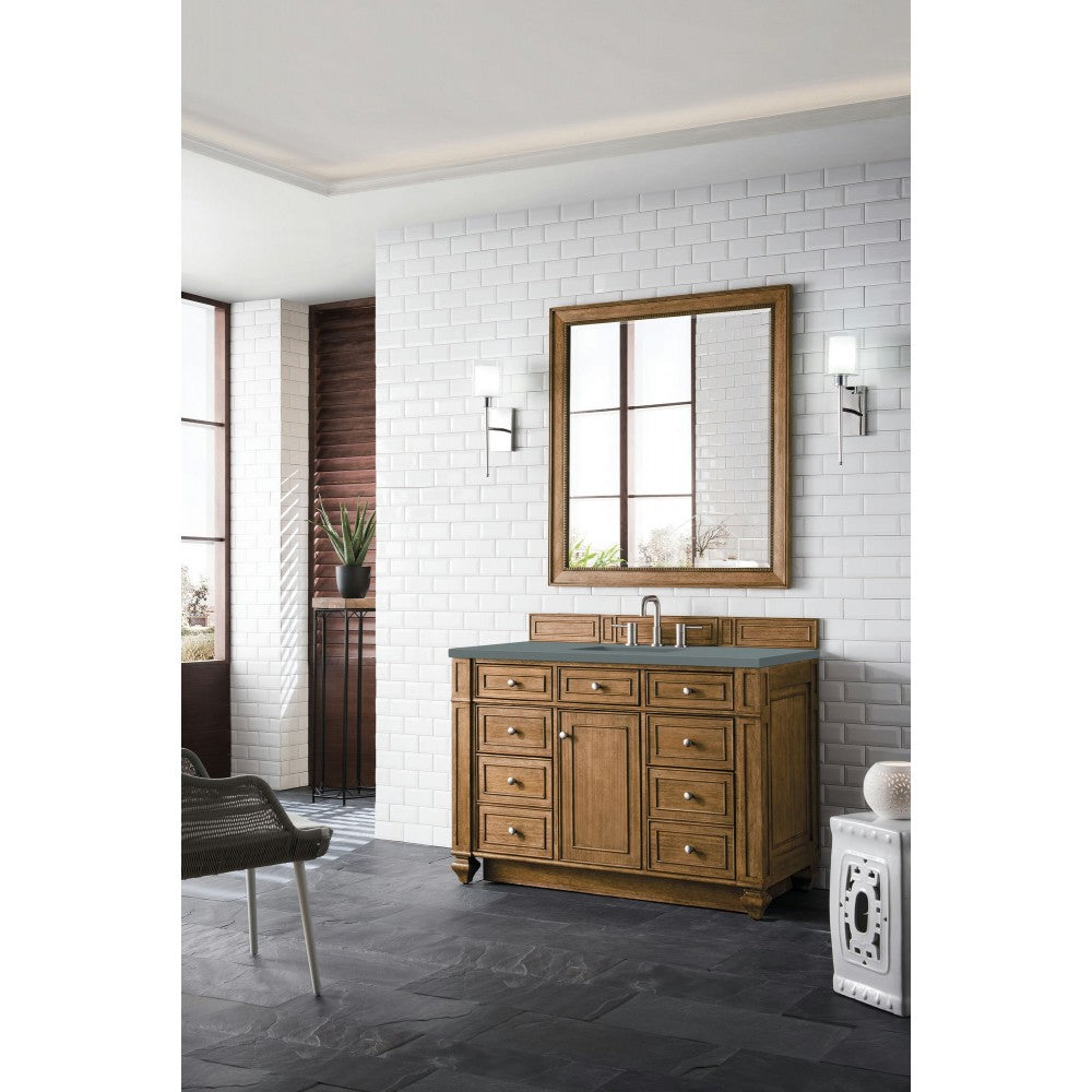 Bristol 48" Single Vanity, Saddle Brown, w/ 3 CM Cala Blue Quartz Top