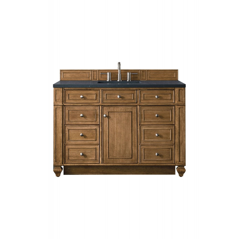 Bristol 48" Single Vanity, Saddle Brown, w/ 3 CM Charcoal Soapstone Quartz Top
