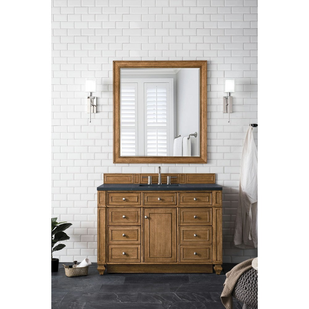 Bristol 48" Single Vanity, Saddle Brown, w/ 3 CM Charcoal Soapstone Quartz Top