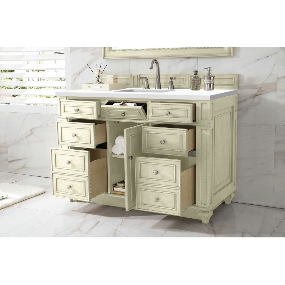 Bristol 48" Single Vanity, Vintage Vanilla, w/ 3 CM Classic White Quartz Top