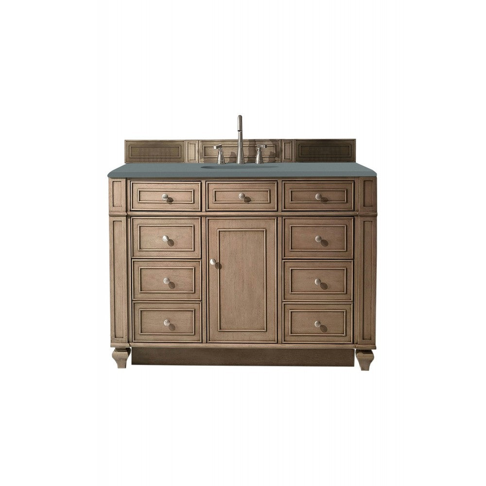 Bristol 48" Single Vanity, Whitewashed Walnut, w/ 3 CM Cala Blue Quartz Top