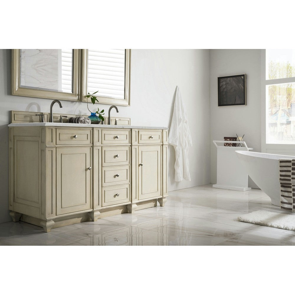 Bristol 60" Double Vanity Vintage Vanilla w/ 3 CM Jasmine Pearl Quartz Top