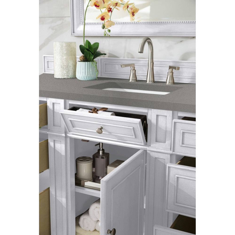 Bristol 60" Single Vanity, Bright White, w/ 3 CM Gray Expo Quartz Top